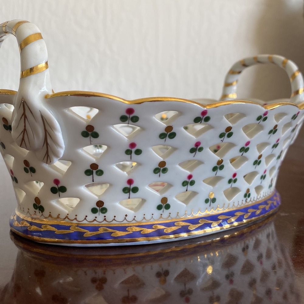 Hand Painted Porcelain Decorative Basket - Picture 7 of 13